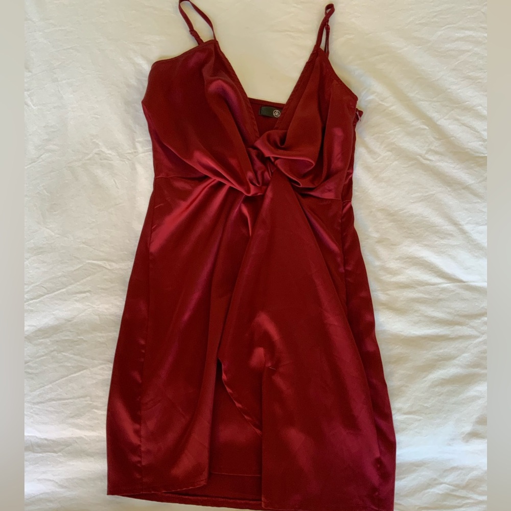 Missguided Burgundy Satin Dress